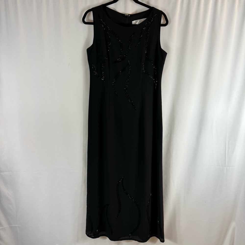 La volvo colección Elegant Black Beaded Sleeveless Maxi Dress Size:40